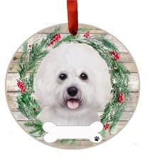 Bichon Frise Ornament - E S Pets, DIY Personalizable, Ceramic Round Ornament