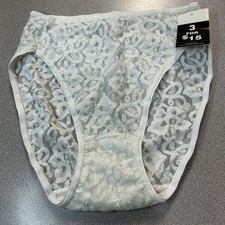 Vintage New JCPenney sz. 6 White Sheer Floral Lace High Cut Brief Panties USA