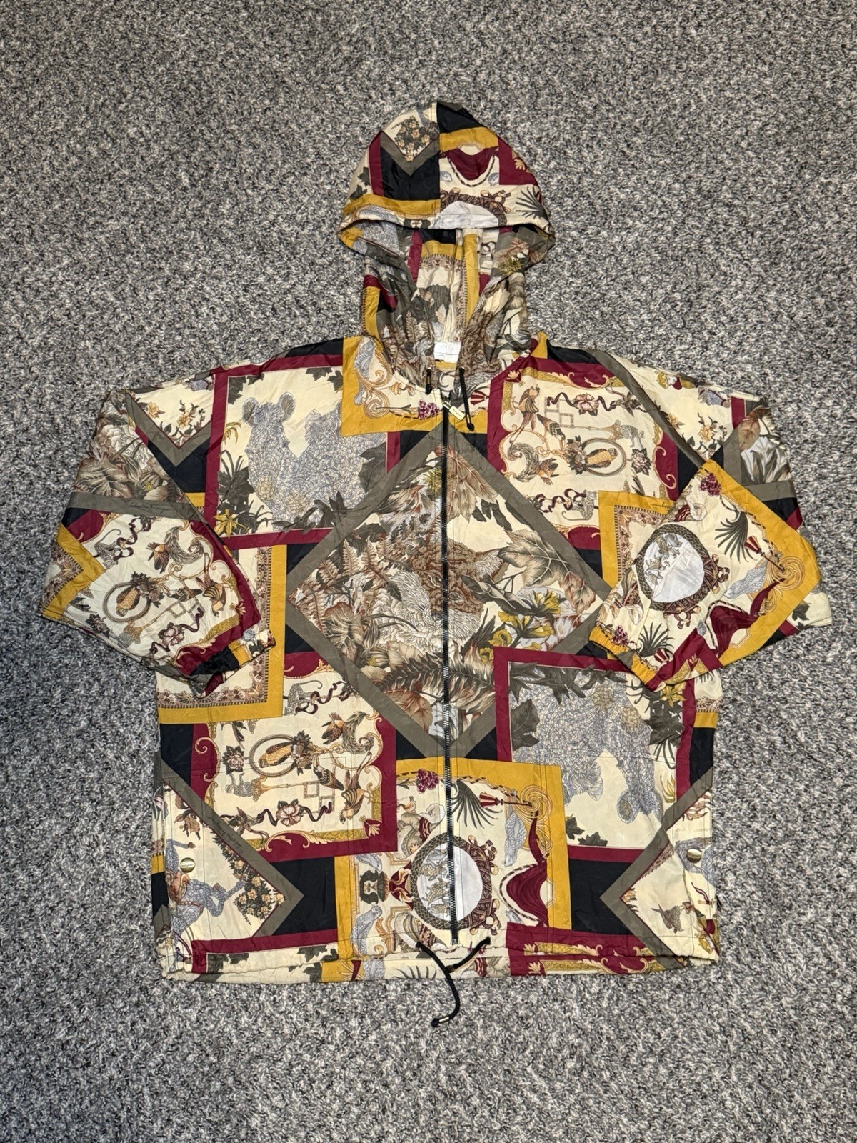 Salvatore Ferragamo, Vintage Salvatore Ferragamo Hooded Jacket Italian Made Baroque Pattern XL/XXL