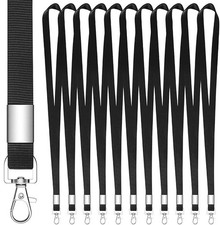 12 St&uuml;ck Schl&uuml;sselband Lanyard Schwarz Schl&uuml;sselb&auml;nder Nylon Umh&auml;ngeband mit