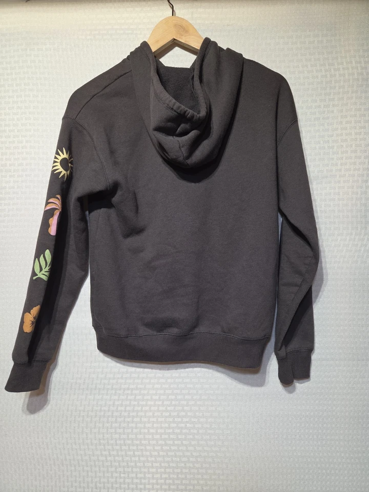 Billabong Women’s Graphic Hoodie Gray Palm Tree Floral Sleeve Small S Skate... - Image 3 of 4