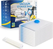 10 Jumbo Vacuum Seal Bags with Hand Pump, Vacuum Storage Bags, Space Saver Bags