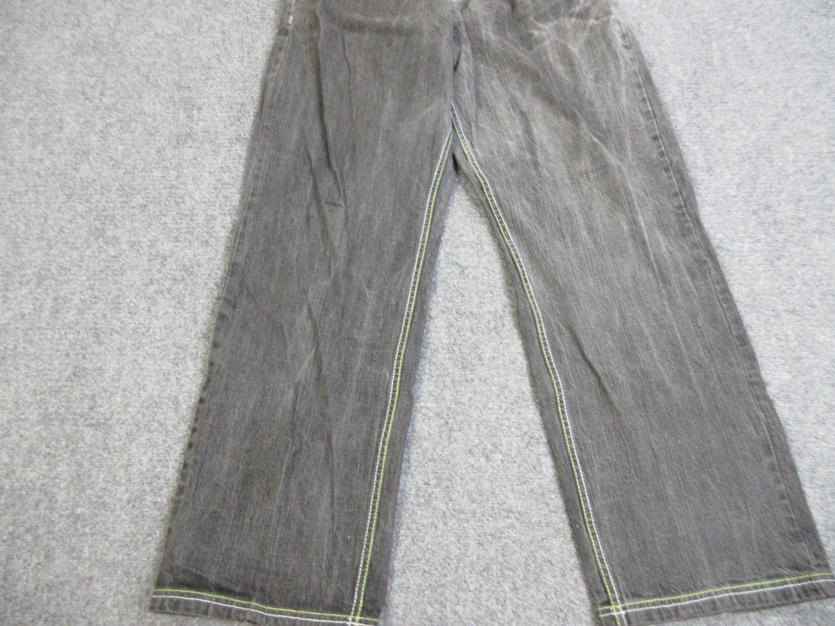 Mecca Jeans Mens 36x34 Gray Wide Leg Embroidered Back Pocket Denim