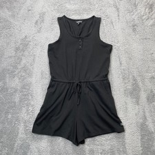 Toad And Co One Piece Womens Medium Black Romper Scoop Neck Line Drawcord Waist