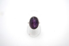 Vtg Sterling Ring w/Large Faceted Amethyst Solitaire - Sz 8.5