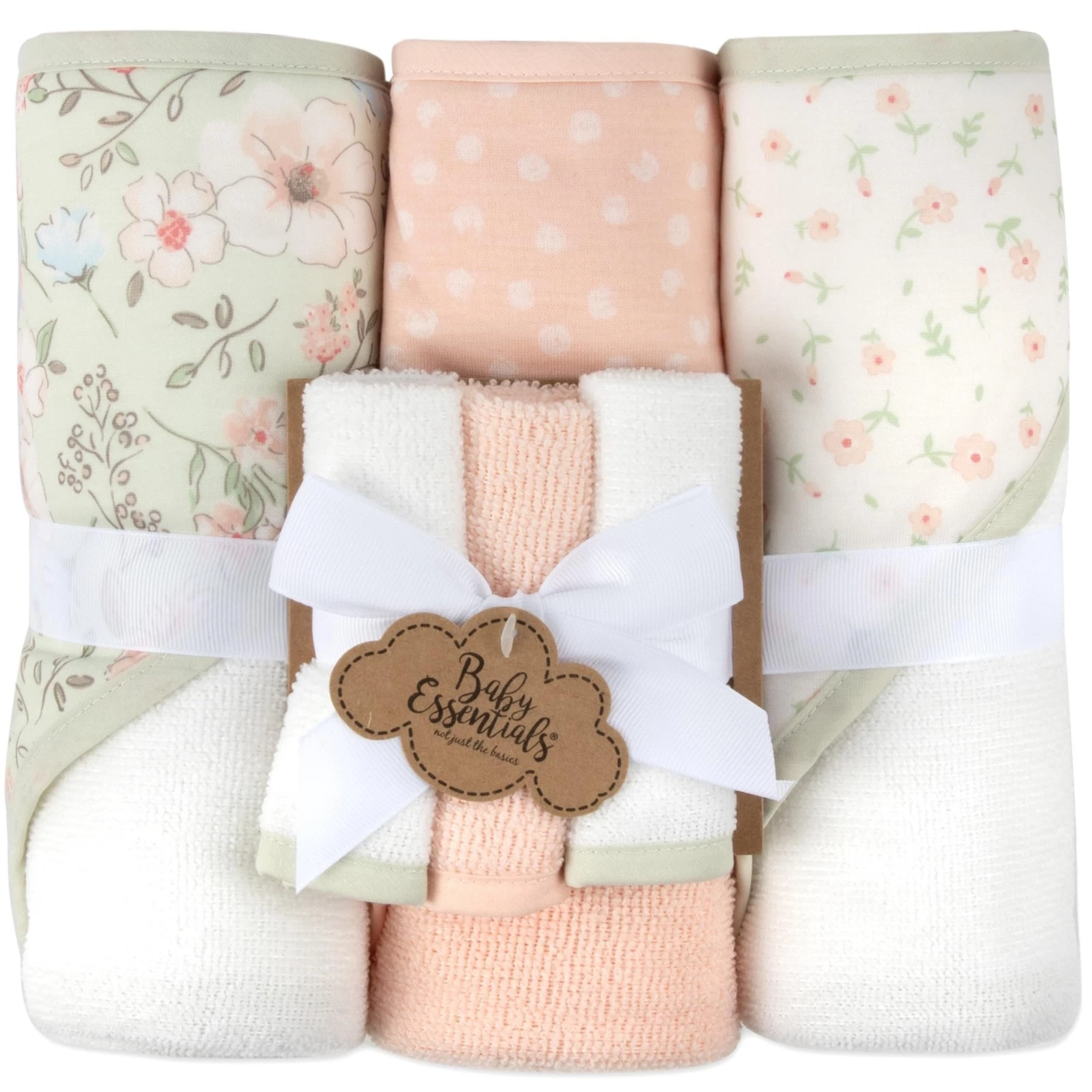 Hooded Baby Bath Towel & Washcloth 6-Piece Set - Newborn, Infant, Toddler