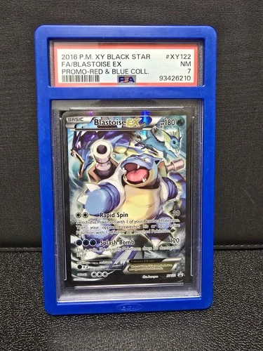 2016 P.M. XY Blastoise Black Star Promo XY122 Red & Blue Collection PSA 7