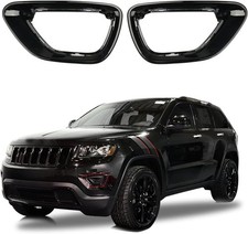 Black Front Fog Light Cover Fog Lamp Trim Replace for Jeep Grand 2014-2016