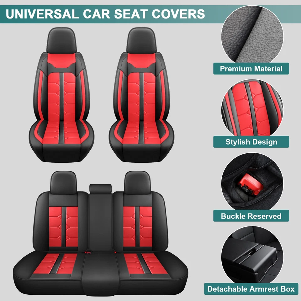 For Acura Integra MDX TLX Car Seat Covers Full Set Front+Rear Luxury PU Leather Foto 3 de 4