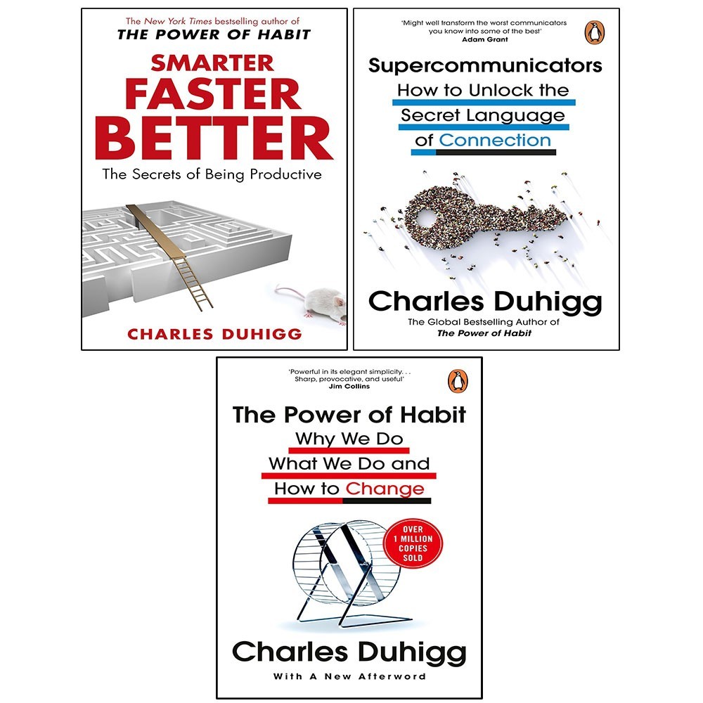 Charles Duhigg Collection 3 Books Set Supercommunicators, Power of Habit,Smarter