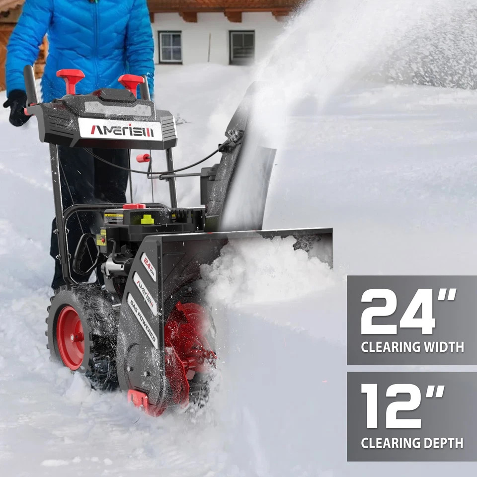 Amerisun 24-Inch Gas Snow Blower, 2 Stage, Electric Start, Self Propelled, New - Image 2 of 4