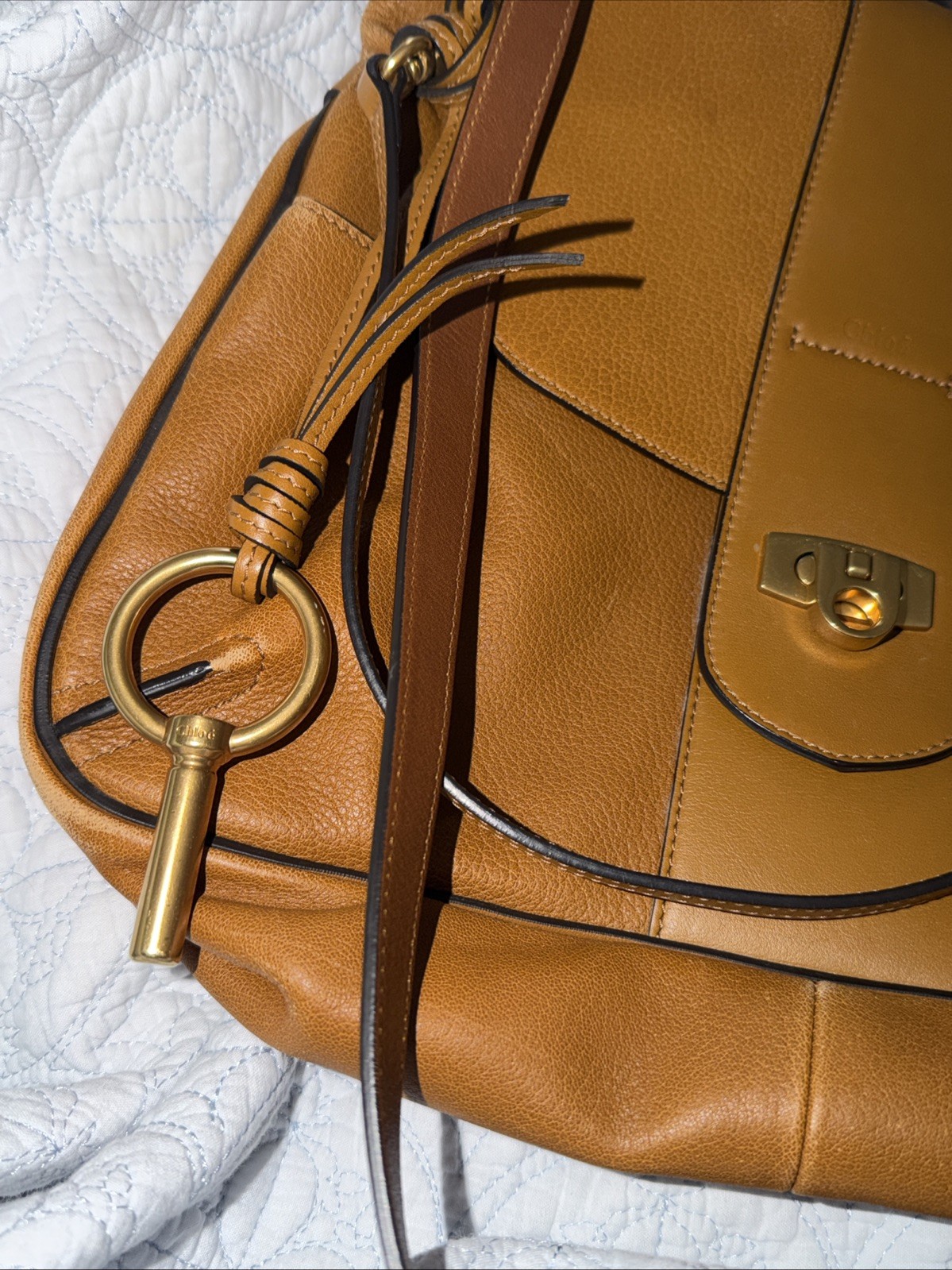 Chloe Leather Lexa Medium Shoulder Bag Brown Authentic — image 5