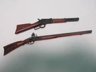 Vintage Marx Miniature Saddle Rifle 7.5" Lever-Action Winchester + Kentucky 9.5"