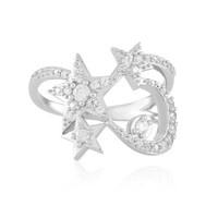 Cavill Ring Damen 925 Sterling Silber 0,67Ct Zirkon Platin Stern Design