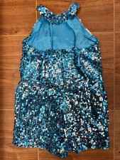Dance Costume Large Child Blue iefiel Jazz Tap Musical Theater Sequin Romper