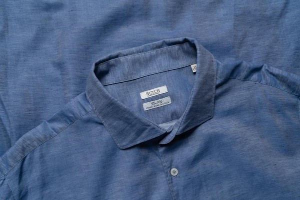 Men Corneliani Shirt Blue Cotton Linen 42 / XL /