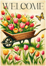 Welcome Wildflower Garden Flag Spring Summer Floral Yard Flag for outside Farmho