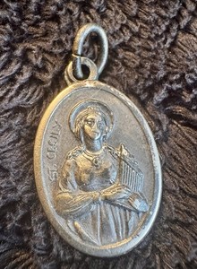 St Genesius & St Cecily Silvertone Patrons of Theatre and Music Italy Pendant