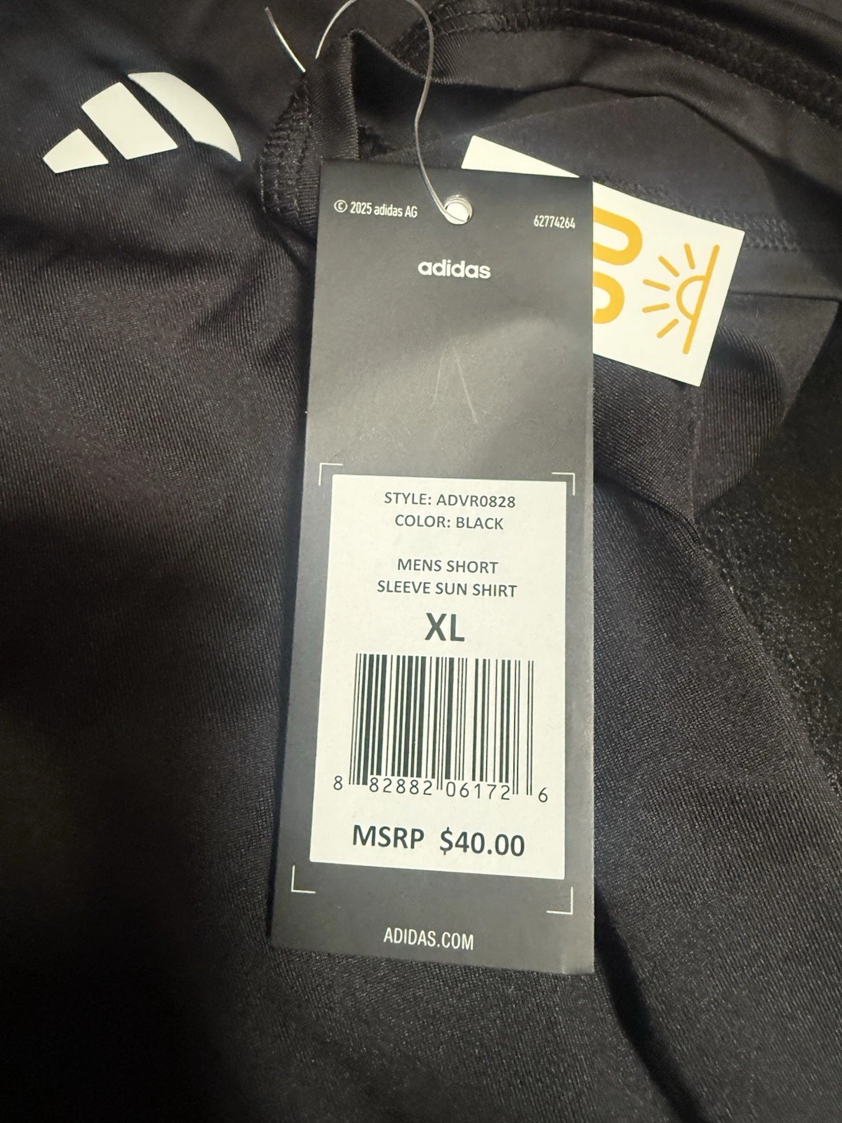 $40 Retail lBLACK BAdidas Men's Short Sleeve UPF50 Shirt Advr0828 X-Large NWT