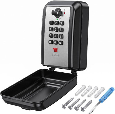 Wall-Mounted Key Lock Box - 12 Digit Combination Lock Box for Keys with Code, La