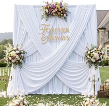 12ft x 10ft White Backdrop Curtains for Parties, Wrinkle Free 2 Panels Photo