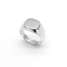 925 Sterling Silver Polished Square Signet Ring Minimalist Pinky Ring (size 8/P)
