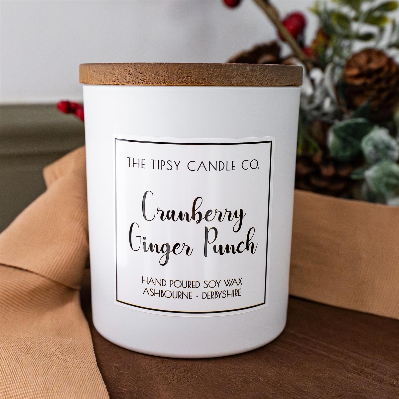 Cranberry Ginger Punch - Soya Wax Candle 300ml/50hrs - The Tipsy Candle Company