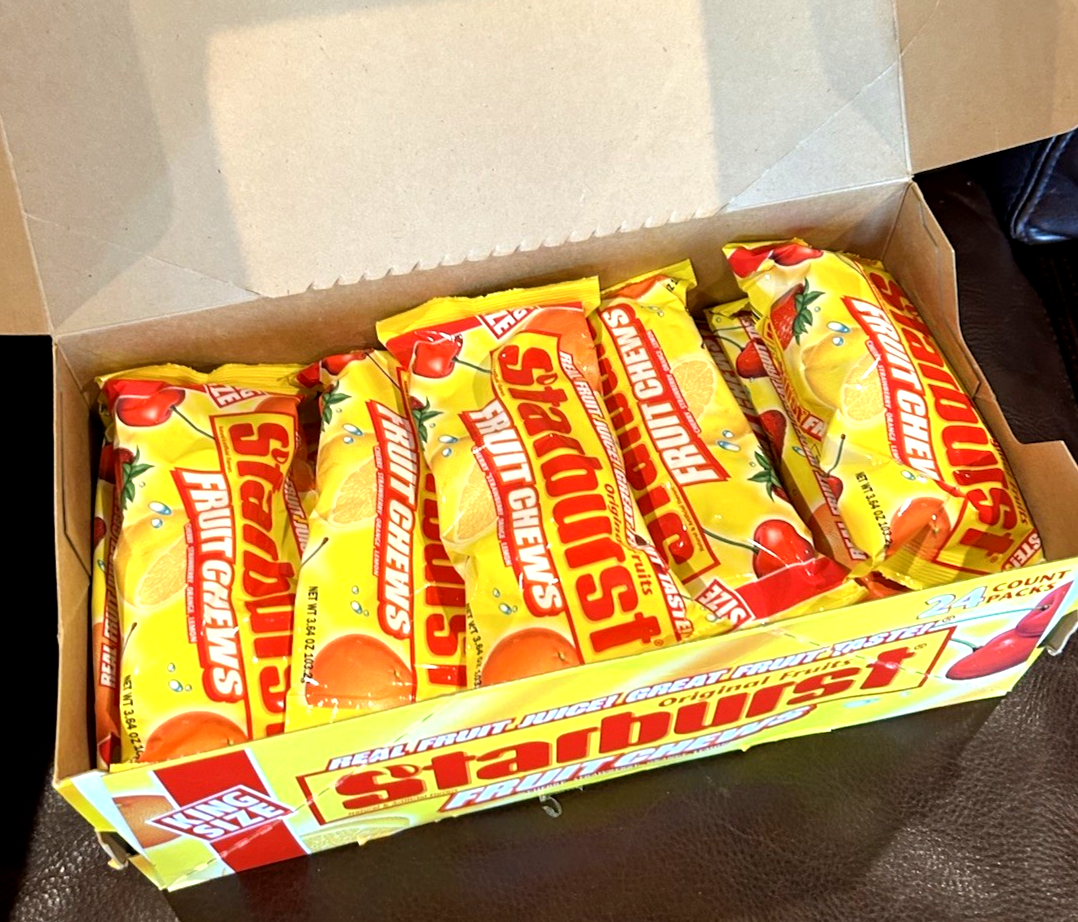 Vintage 1990's STARBURST FRUIT CHEWS Candy Display Box with 24