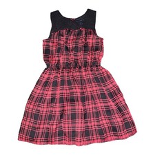 Ralph Lauren Plaid Dress w/ Lace Yoke Girls Size 6 Party Preppy Holidays