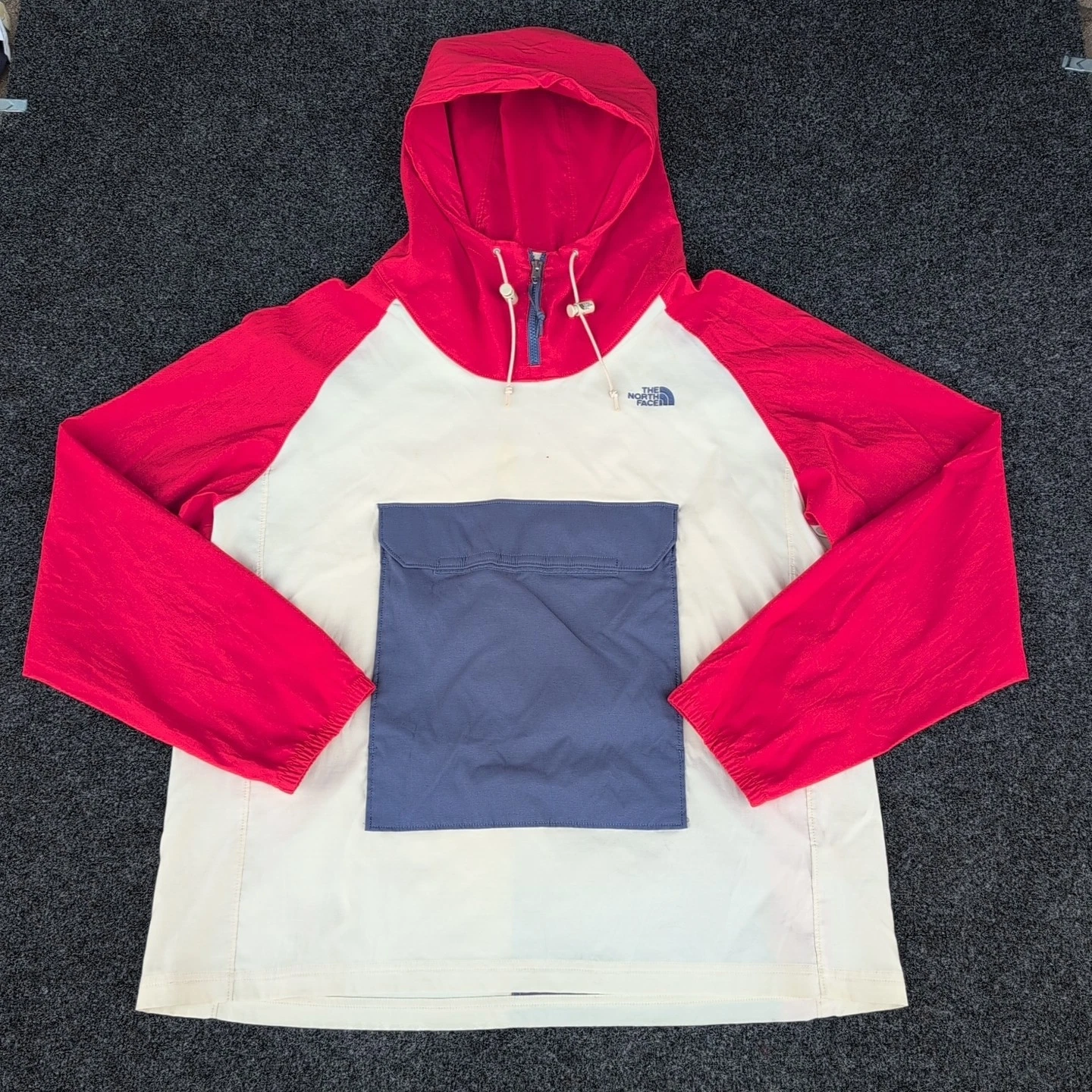 North Face Jacket Mens Extra Large White Red Class V Pullover Anorak Packable