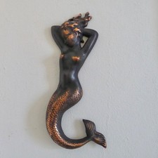Meerjungfrau Nixe Seejungfrau Wand Skulptur Eisen Relief Vintage 60er Jahre