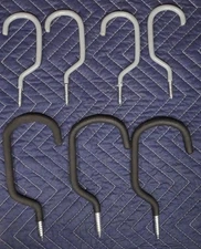 Lot of 7 Heavy Duty Vinyl-Coated Screw-in Hooks for Hanging Bicycles 6" and  8"