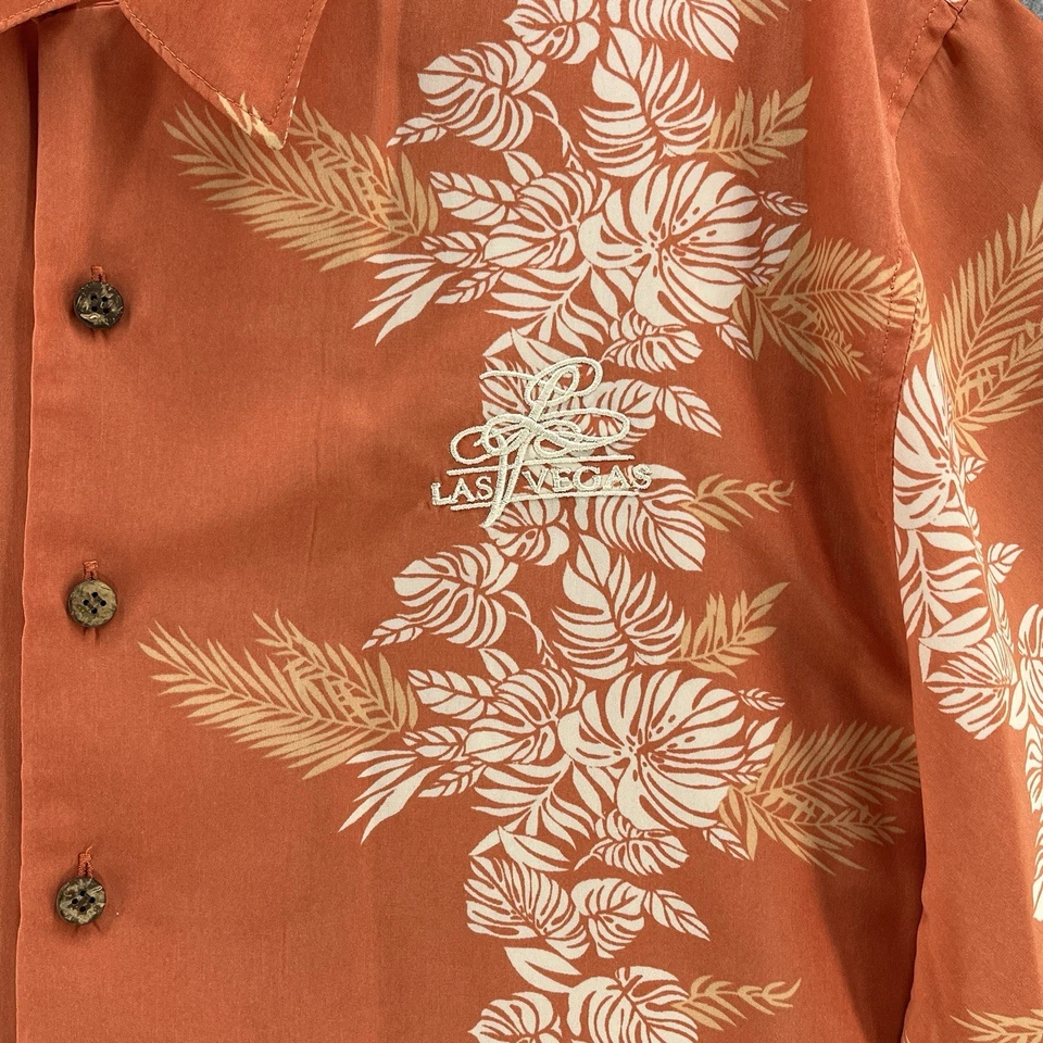 Camisa Hawaiana Botón Malibu Dreams Para Hombres 2XL XXL Floral Calce Relajado Naranja Foto 3 de 4