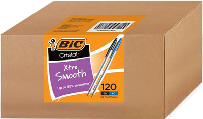 Cristal Xtra Smooth Ballpoint Pen, 1Mm Medium Point, 120 Count | Easy-Glide Syst