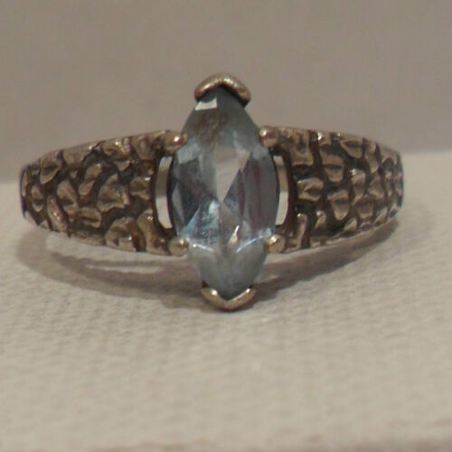 Vintage Antique Estate~KABANA Genuine Blue Topaz 925 Sterling Silver Ring Size 9 - Picture 1 of 10