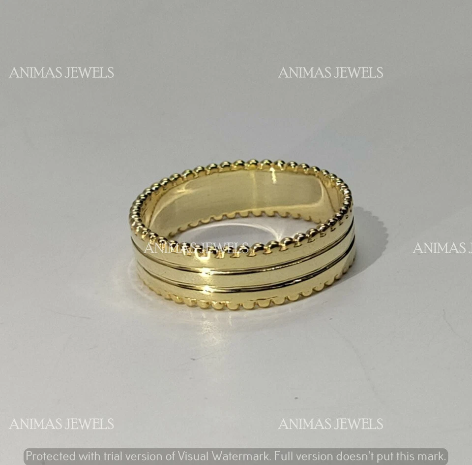 925 Sterling Silver Men's Engagement Wedding Ring Band 14k Yellow Gold Plated - Image 3 of 4