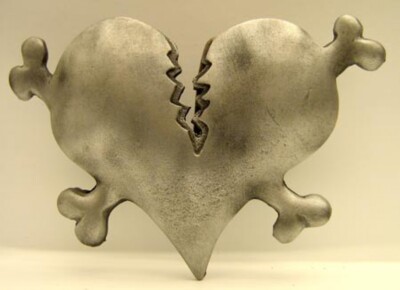 Buckle Bones And Broken Heart, Used Look, Heart, Belt Buckle