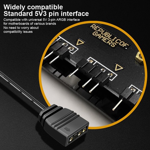 PC Cooler Fan ARGB HUB 5V 3 Pin Light HUB Adapter SATA Power ARGB Fan Splitter-w - Photo 7/12