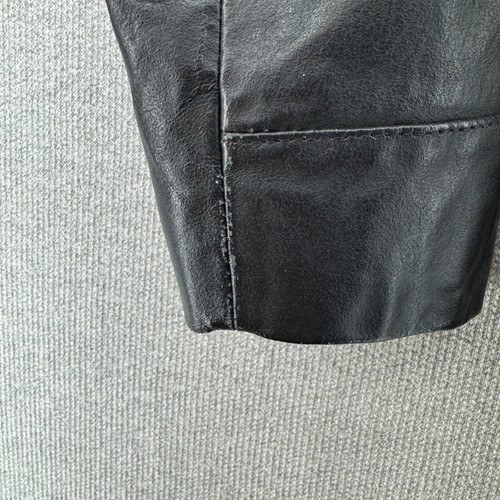 Vintage GAP Kids Leather Jacket Medium (7-8) Bomber Pockets Quilt Lined Black - Picture 10 of 15