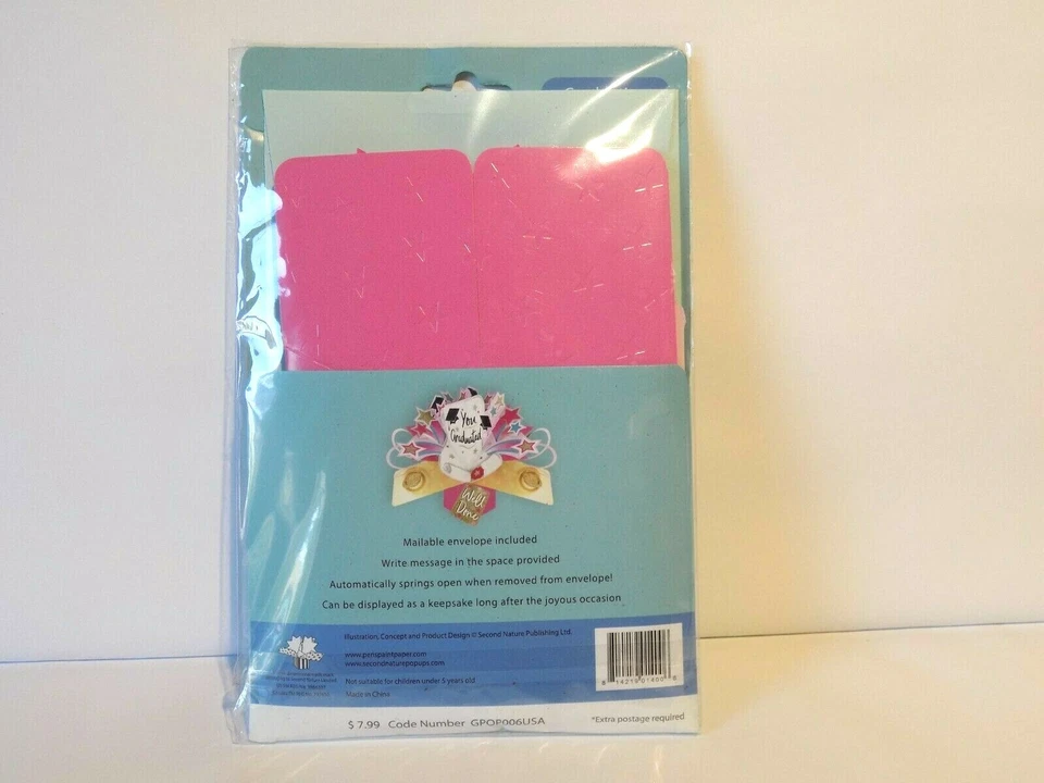 Graduation Pop-Up Greeting Card - Second Nature Pop Ups 3D Pink Girl - Envelope - Image 2 of 3