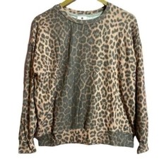Sundry Womens S Pink Leopard Print Crewneck Sweatshirt Lightweight USA Made NWT