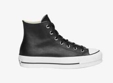 Converse All Star Platform Hi LEATHER Black White 561675C US Women Size 6-10 New