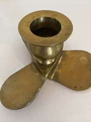 Vintage Brass Nautical Blade Propeller Candle Stick Holder India 4 In Ship Boat