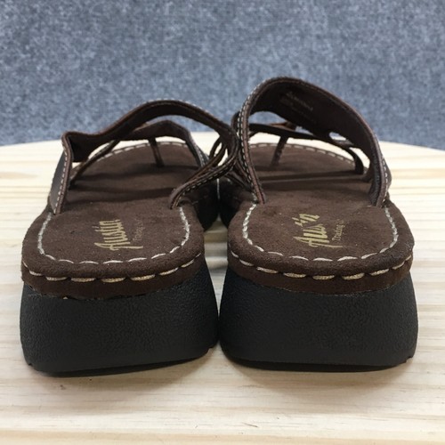 Austin Trading Co Sandals Womens 8 Strappy Flat FWATSS2058 Brown Leather Slip On - Picture 6 of 15
