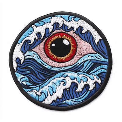 Evil Eye & Great Waves Patch Iron-on Applique Vest Jacket Clothing Hat Backpack
