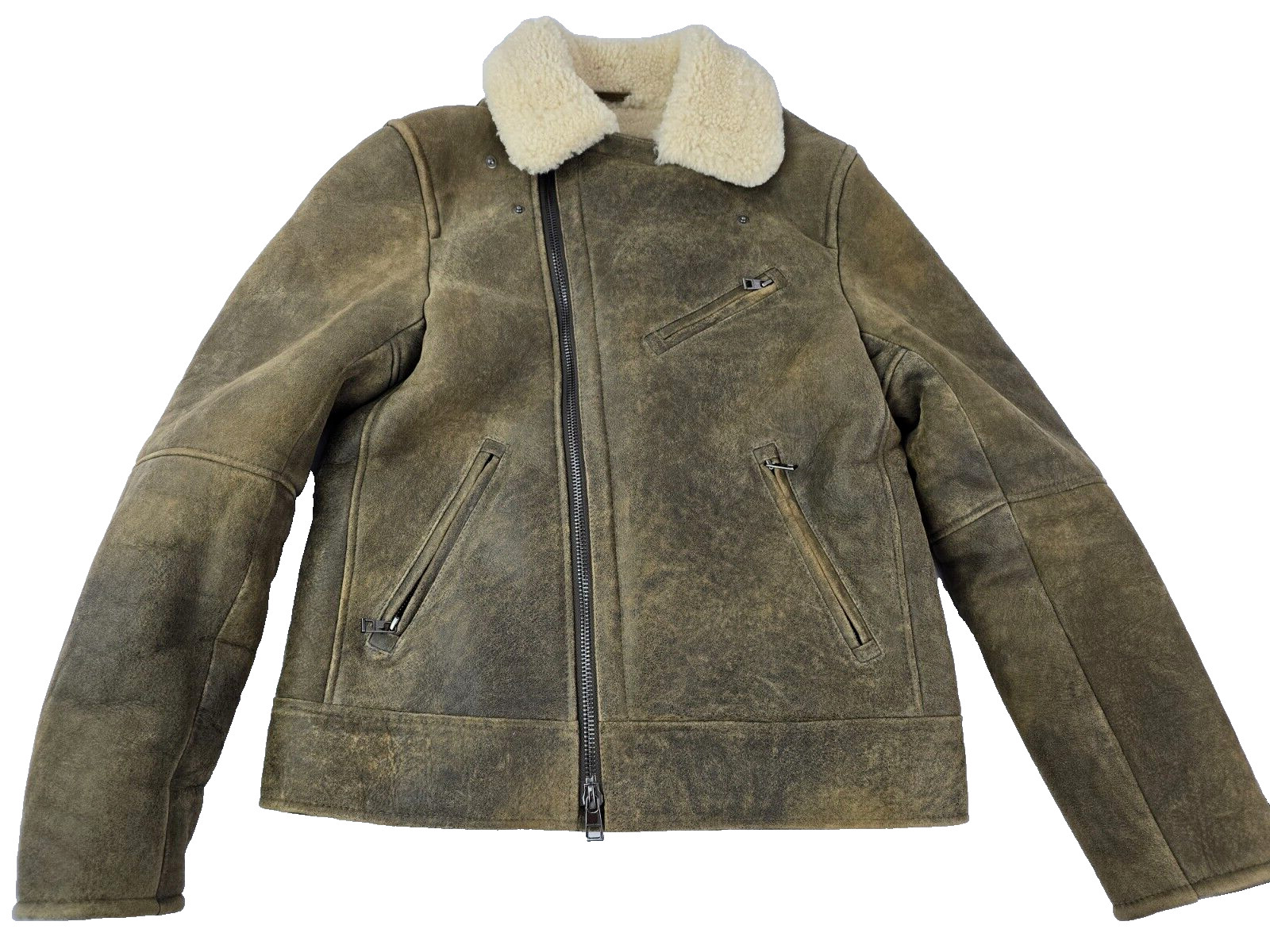 Michael Kors Leather Shearling Sheepskin B-3 Bomber Aviator Biker Suede Jacket S image 10