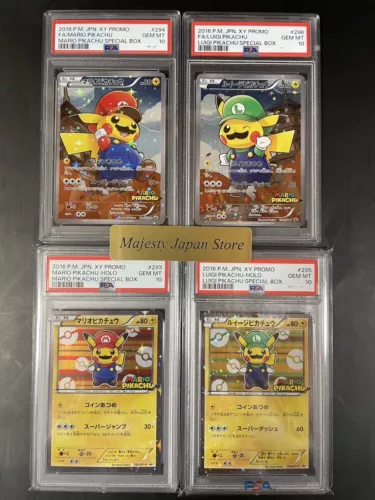 【PSA10 4SET】Pokemon XY Promo Mario&Luigi Pikachu 293, 294, 295, 296
