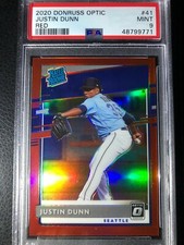 🔥  2020 Donruss Optic JUSTIN DUNN RED HOLO PRIZM /60 RC ROOKIE PSA 9