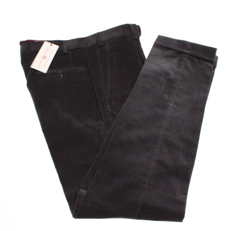 Pantalones chinos/informales Luciano Barbera nuevos con etiquetas talla 50 (34 EE. UU.) en pana gris liso Foto 2 de 4
