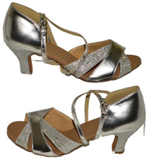 NEW Ladys Silver size 8.5 Dance Shoes with 2.5" Heel  Chromium Suede Outer Sole